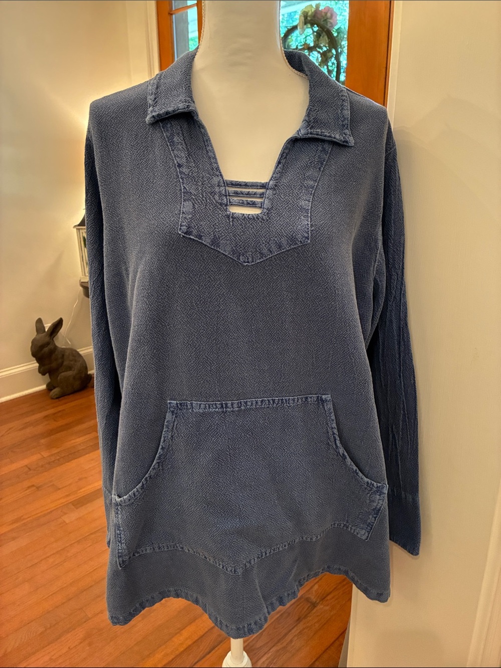 Sea Breeze of California Pullover Tunic with Kangaroo Pocket - Textured
